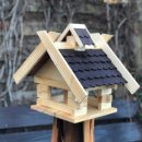 Rechteckiges Vogel Futter Haus Futterstelle Vogelhaus aus Holz Natur/Dunkelbraun