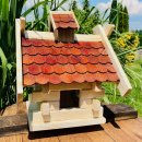 Rechteckiges Vogel Futter Haus Futterstelle Vogelhaus aus Holz Natur/Rotbraun