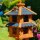 DARLUX Vogelvilla L Sechseck Doppelstock Holz Vogelhaus Futterstelle Braun/ Blau Garten Vogelfutterhaus Wetterfest