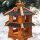 DARLUX Vogelvilla L Sechseck Doppelstock Holz Vogelhaus Futterstelle Braun/ Blau Garten Vogelfutterhaus Wetterfest