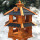 DARLUX Vogelvilla L Sechseck Doppelstock Holz Vogelhaus Futterstelle Braun/Blau