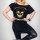 BANKROTT Design Damen Long-Shirt Totenkopf gross- gold auf schwarz im USED-Style