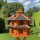 DARLUX Vogelvilla XL Futterstelle Sechseck Doppelstock Holz Vogelhaus Braun/ Schwarz Garten Vogelfutterhaus Wetterfest