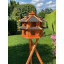 DARLUX Vogelvilla XL Futterstelle Doppelstock Vogelhaus + Ständer Braun/ Schwarz Garten Vogelfutterhaus Wetterfest