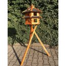 DARLUX Vogelvilla XL Futterstelle Doppelstock Vogelhaus + Ständer Braun/ Schwarz Garten Vogelfutterhaus Wetterfest
