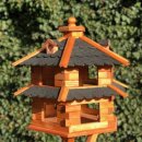 DARLUX Vogelvilla XL Futterstelle Doppelstock Vogelhaus + Ständer Braun/ Schwarz Garten Vogelfutterhaus Wetterfest