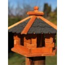 DARLUX Vogelfutterhaus M I Futterstelle I Sechseck Vogelhaus I aus Holz I Braun/Schwarz I Garten I Vogelfutterhaus I Wetterfest