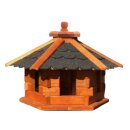 DARLUX Vogelfutterhaus M I Futterstelle I Sechseck Vogelhaus I aus Holz I Braun/Schwarz I Garten I Vogelfutterhaus I Wetterfest