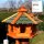 DARLUX Vogelfutterhaus M I Futterstelle I Sechseck Vogelhaus I aus Holz I Braun/ Grün I Garten I Vogelfutterhaus I Wetterfest