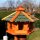 DARLUX Vogelfutterhaus M I Futterstelle I Sechseck Vogelhaus I aus Holz I Braun/ Grün I Garten I Vogelfutterhaus I Wetterfest