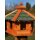 DARLUX Vogelfutterhaus M I Futterstelle I Sechseck Vogelhaus I aus Holz I Braun/ Grün I Garten I Vogelfutterhaus I Wetterfest