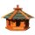 DARLUX Vogelfutterhaus M I Futterstelle I Sechseck Vogelhaus I aus Holz I Braun/ Grün I Garten I Vogelfutterhaus I Wetterfest