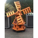 DARLUX Sechseck Garten-Windmühle aus Holz kugelgelagert Braun/Rot Höhe 70 cm