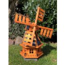 DARLUX Sechseck Garten-Windmühle aus Holz kugelgelagert Braun/Blau Höhe 70 cm