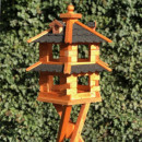 DARLUX Vogel Futter Haus Sechseck aus Holz Vogelhaus zum Hängen Braun