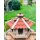 DARLUX Vogel Futter Haus L Futterstelle Sechseck Holz Vogelhaus Braun/ Rot Vogelfutterhaus Wetterfest