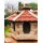 DARLUX Vogel Futter Haus L Futterstelle Sechseck Holz Vogelhaus Braun/ Rot Vogelfutterhaus Wetterfest