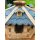 DARLUX Vogel Futter Haus L Futterstelle Sechseck Holz Vogelhaus Braun/ Blau Vogelfutterhaus Wetterfest