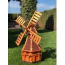 DARLUX Sechseck Garten-Windmühle aus Holz kugelgelagert Braun/Rot Höhe 95 cm