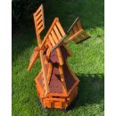 DARLUX Sechseck Garten-Windmühle aus Holz kugelgelagert Braun/Rot Höhe 95 cm