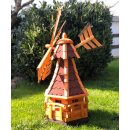 DARLUX Sechseck Garten-Windmühle aus Holz kugelgelagert Braun/Rot Höhe 95 cm
