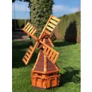 DARLUX Sechseck Garten-Windmühle aus Holz kugelgelagert Braun/Rot Höhe 95 cm