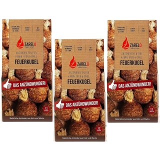 36 x Feuerkugel Kamin- und Grillanzünder Anzündhilfe lange Brenndauer Feuerbällchen