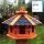 DARLUX Vogelfutterhaus M I Futterstelle I Sechseck Vogelhaus I aus Holz I Braun/ Blau I Garten I Vogelfutterhaus I Wetterfest