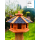 DARLUX Vogelfutterhaus M I Futterstelle I Sechseck Vogelhaus I aus Holz I Braun/ Blau I Garten I Vogelfutterhaus I Wetterfest
