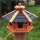 DARLUX Vogelfutterhaus M I Futterstelle I Sechseck Vogelhaus I aus Holz I Braun/ Blau I Garten I Vogelfutterhaus I Wetterfest
