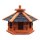 DARLUX Vogelfutterhaus M I Futterstelle I Sechseck Vogelhaus I aus Holz I Braun/ Blau I Garten I Vogelfutterhaus I Wetterfest