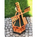 DARLUX Sechseck Garten-Windmühle aus Holz kugelgelagert Braun/Grün Höhe 95 cm