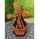 DARLUX Sechseck Garten-Windmühle aus Holz kugelgelagert Braun/Schwarz Höhe 95 cm