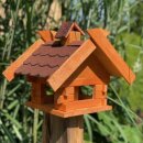 DARLUX Rechteckiges Holz Vogelhaus M Vogel Futter Haus  Futterstelle Braun/Rot