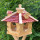 DARLUX Vogelfutterhaus XL Sechseck Vogelhaus aus Holz Natur/Schwarz