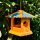 DARLUX Vogel Futter Haus Futterstelle Sechseck Holz Vogelhaus Hängend Braun/Blau