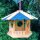 DARLUX Vogel Futter Haus Futterstelle Sechseck Holz Vogelhaus Hängend Braun/Blau