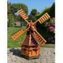 DARLUX Sechseck Garten-Windmühle aus Holz kugelgelagert Braun/Rot Höhe 120 cm