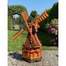 DARLUX Sechseck Garten-Windmühle aus Holz kugelgelagert Braun/Rot Höhe 120 cm