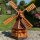 DARLUX Sechseck Garten-Windmühle aus Holz kugelgelagert Braun/Rot Höhe 120 cm
