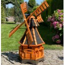 DARLUX Sechseck Garten-Windmühle aus Holz kugelgelagert Braun/Schwarz Höhe 120cm