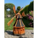 DARLUX Sechseck Garten-Windmühle aus Holz kugelgelagert Braun/Schwarz Höhe 120cm