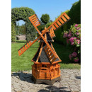 DARLUX Sechseck Garten-Windmühle aus Holz kugelgelagert Braun/Schwarz Höhe 120cm