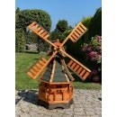 DARLUX Sechseck Garten-Windmühle aus Holz kugelgelagert Braun/Grün Höhe 120 cm