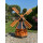 DARLUX Sechseck Garten-Windmühle aus Holz kugelgelagert Braun/Blau Höhe 120 cm