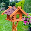 DARLUX Rechteckiges Vogel Futter Haus XL Futterstelle Holz Vogelhaus Braun/ Rot