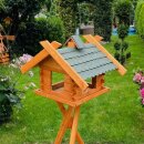 DARLUX Rechteckiges Vogel Futter Haus XL Futterstelle Holz Vogelhaus Braun/ Grün