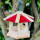 DARLUX Sechseck Vogel Futter Haus  Vogelhaus Hängend Natur/Dunkelbraun Natur/Rot