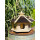 DARLUX Vogel Futter Haus XL Sechseck Holz Vogelhaus Futterspender Natur/ Schwarz