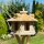 DARLUX Vogel Futter Haus L Futterstelle Sechseck Vogelhaus+Ständer Natur unbehandelt Vogelfutterhaus Wetterfest